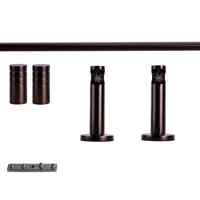 VICTORIA M Gardinenstange Set Innenlauf | 1-läufig, ⌀ 19 mm, 180 cm, rot-bronze + Wand, Rillen-Kappe