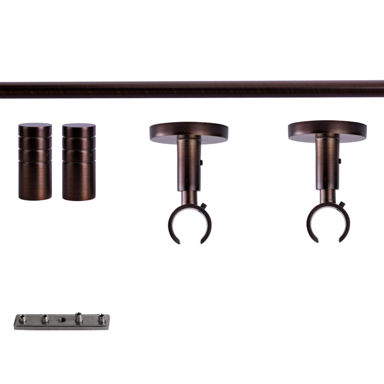 VICTORIA M Gardinenstange Set Innenlauf | 1-läufig, ⌀ 19 mm, 120 cm, rot-bronze + Decke, Rillen-Kappe
