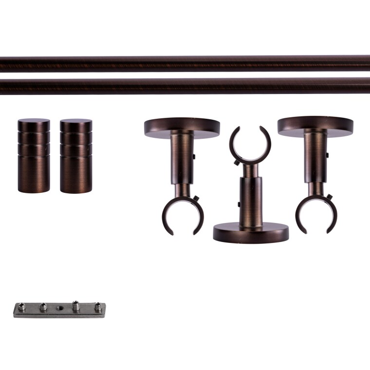 VICTORIA M Gardinenstange Set Innenlauf | 1-läufig, ⌀ 19 mm, 400 cm, rot-bronze + Decke, Rillen-Kappe