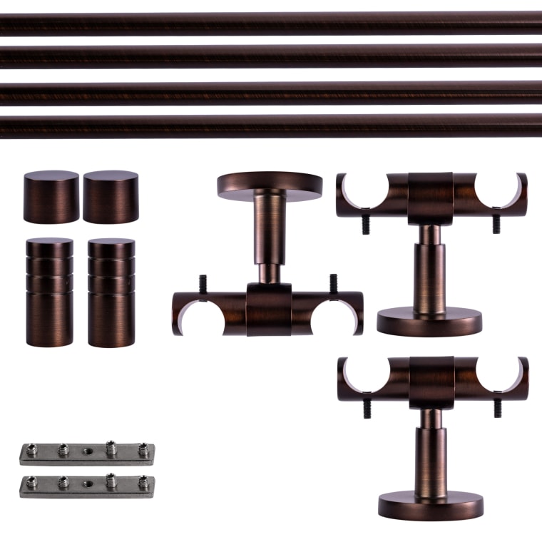 VICTORIA M Gardinenstange Set Innenlauf | 2-läufig, ⌀ 19 mm, 320 cm, rot-bronze + Decke, Rillen-Kappe
