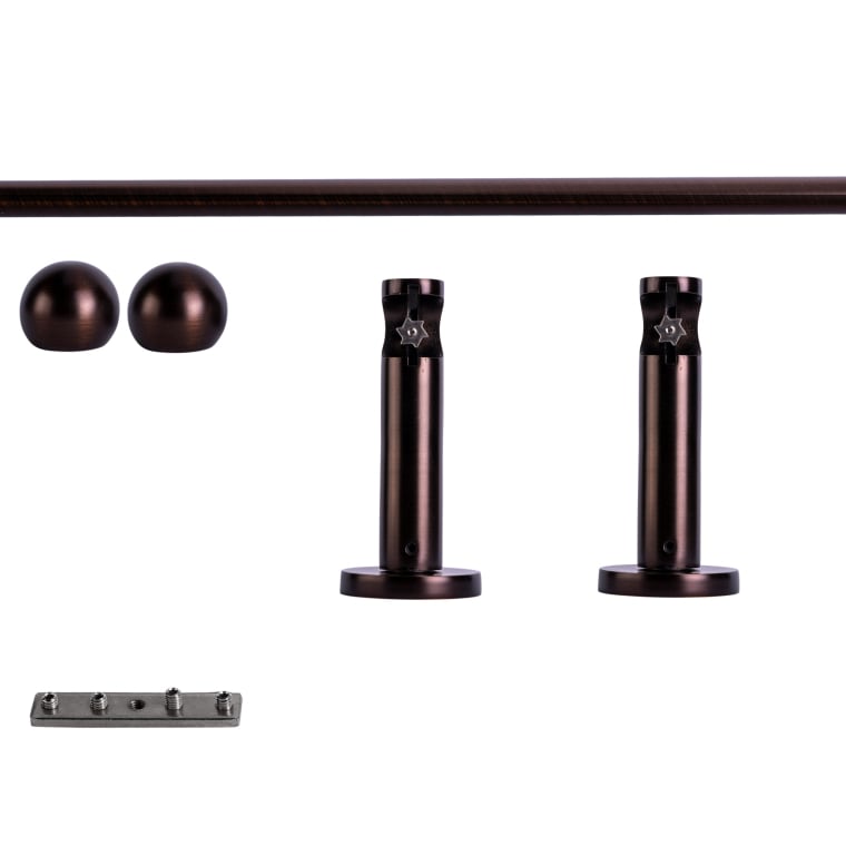 VICTORIA M Gardinenstange Set Innenlauf | 1-läufig, ⌀ 19 mm, 120 cm, rot-bronze + Wand, Kugel-Ball