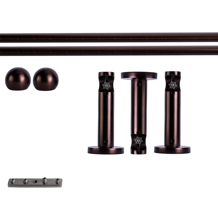 VICTORIA M Gardinenstange Set Innenlauf | 1-läufig, ⌀ 19 mm, 360 cm, rot-bronze + Wand, Kugel-Ball
