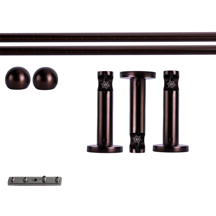 VICTORIA M Gardinenstange Set Innenlauf | 1-läufig, ⌀ 19 mm, 400 cm, rot-bronze + Wand, Kugel-Ball