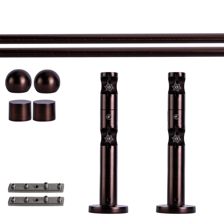 VICTORIA M Gardinenstange Set Innenlauf | 2-läufig, ⌀ 19 mm, 200 cm, rot-bronze + Wand, Kugel-Ball