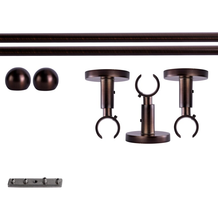 VICTORIA M Gardinenstange Set Innenlauf | 1-läufig, ⌀ 19 mm, 400 cm, rot-bronze + Decke, Kugel-Ball