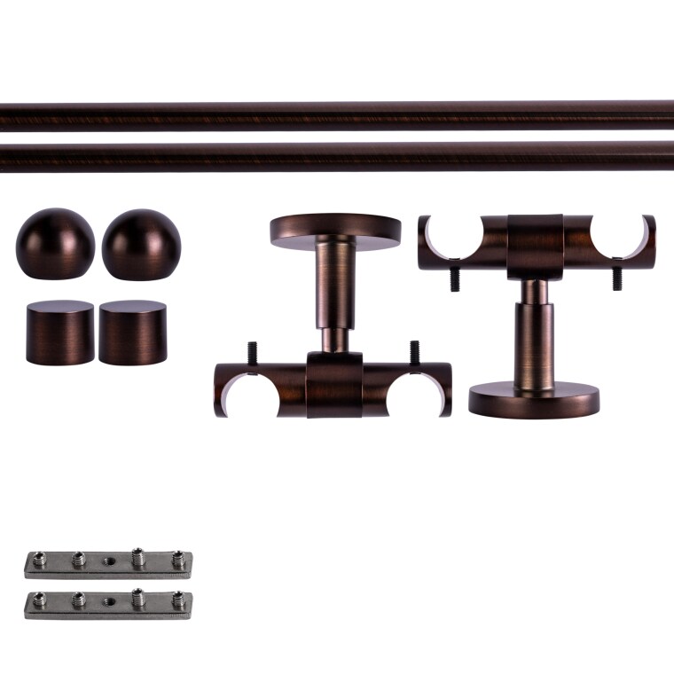 VICTORIA M Gardinenstange Set Innenlauf | 2-läufig, ⌀ 19 mm, 160 cm, rot-bronze + Decke, Kugel-Ball