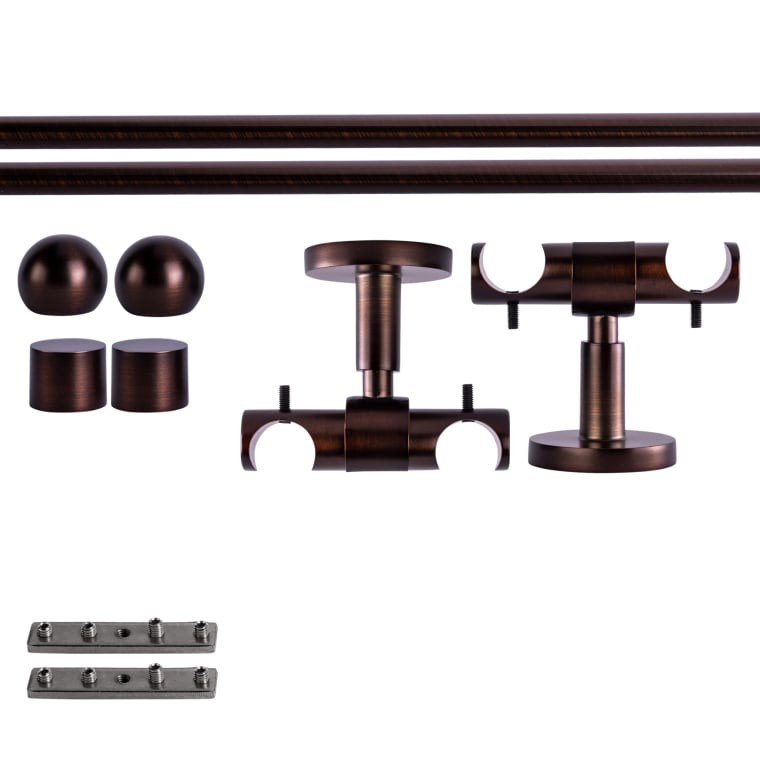 VICTORIA M Gardinenstange Set Innenlauf | 2-läufig, ⌀ 19 mm, 200 cm, rot-bronze + Decke, Kugel-Ball