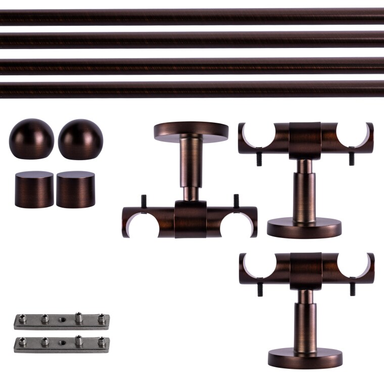 VICTORIA M Gardinenstange Set Innenlauf | 2-läufig, ⌀ 19 mm, 400 cm, rot-bronze + Decke, Kugel-Ball