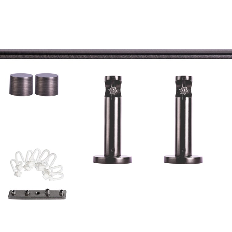 VICTORIA M Gardinenstange Set Innenlauf | 1-läufig, ⌀ 19 mm, 140 cm, anthrazit + Wand, Kappe, Gleiter