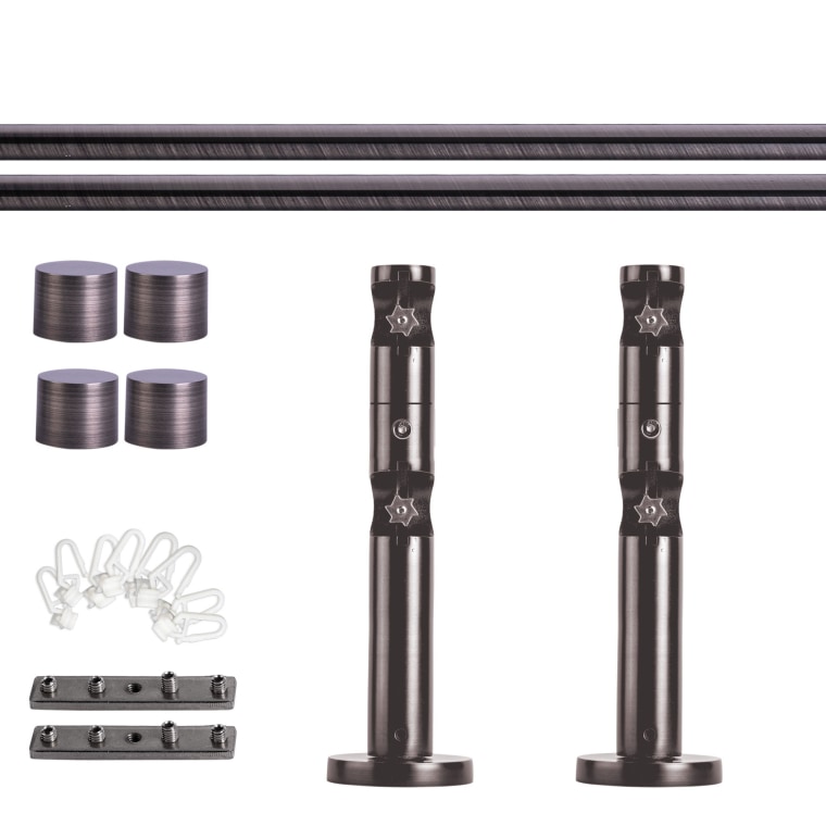 VICTORIA M Gardinenstange Set Innenlauf | 2-läufig, ⌀ 19 mm, 120 cm, anthrazit + Wand, Kappe, Gleiter
