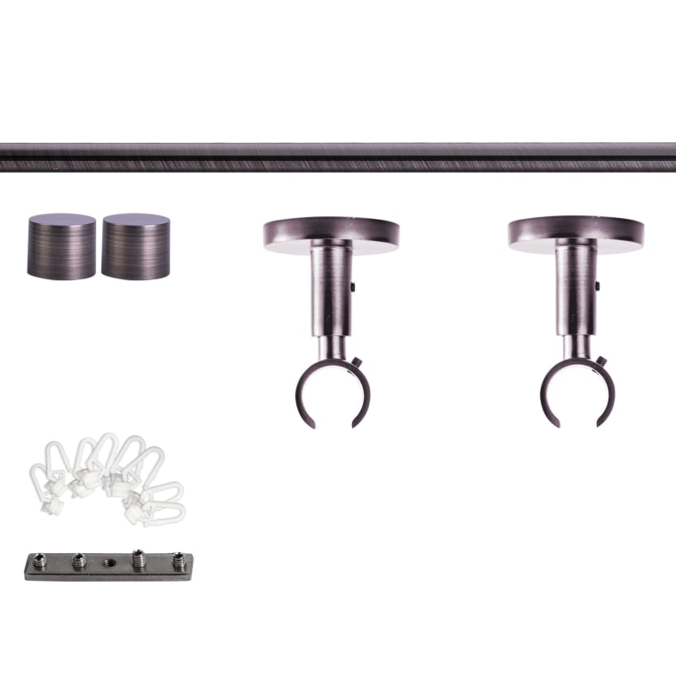 VICTORIA M Gardinenstange Set Innenlauf | 1-läufig, ⌀ 19 mm, 140 cm, anthrazit + Decke, Kappe, Gleiter