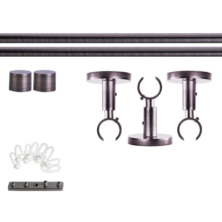 VICTORIA M Gardinenstange Set Innenlauf | 1-läufig, ⌀ 19 mm, 400 cm, anthrazit + Decke, Kappe, Gleiter