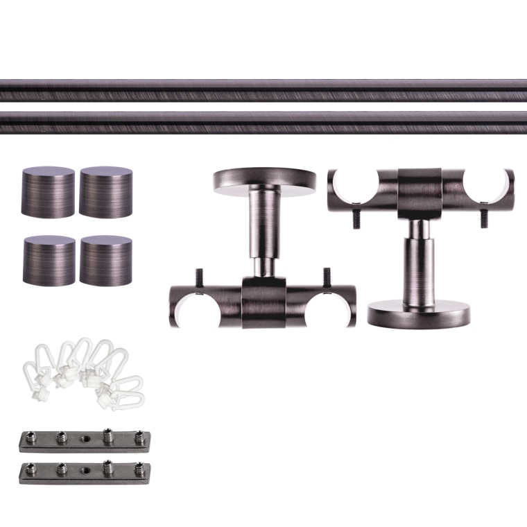 VICTORIA M Gardinenstange Set Innenlauf | 2-läufig, ⌀ 19 mm, 140 cm, anthrazit + Decke, Kappe, Gleiter