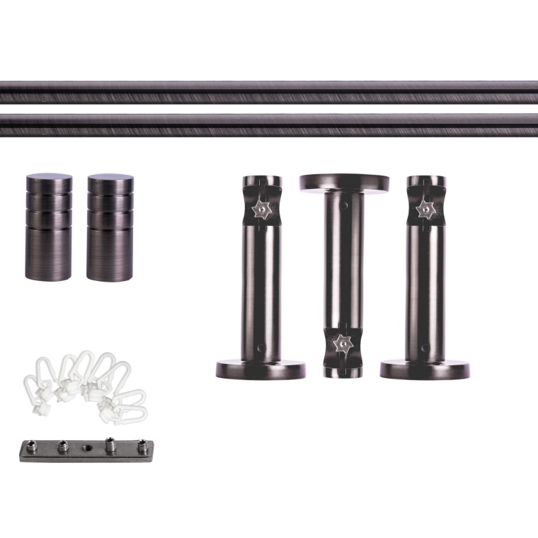 VICTORIA M Gardinenstange Set Innenlauf | 1-läufig, ⌀ 19 mm, 400 cm, anthrazit + Wand, Rillen-Kappe, Gleiter