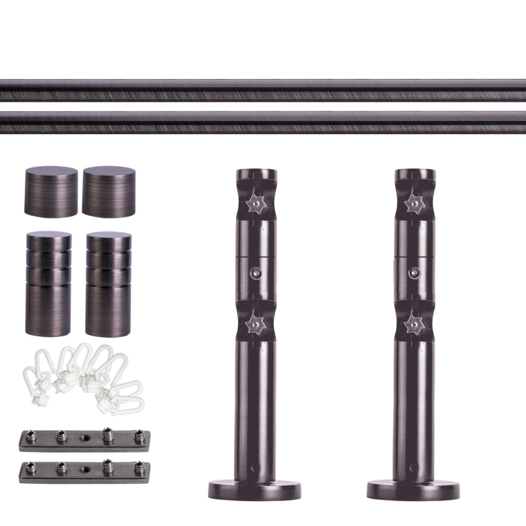 VICTORIA M Gardinenstange Set Innenlauf | 2-läufig, ⌀ 19 mm, 180 cm, anthrazit + Wand, Rillen-Kappe, Gleiter