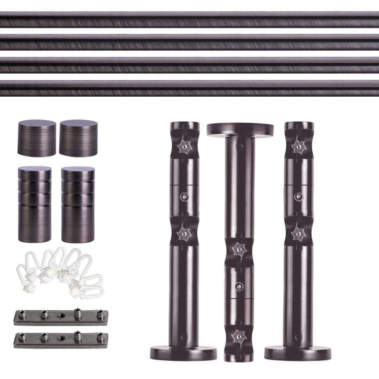 VICTORIA M Gardinenstange Set Innenlauf | 2-läufig, ⌀ 19 mm, 240 cm, anthrazit + Wand, Rillen-Kappe, Gleiter