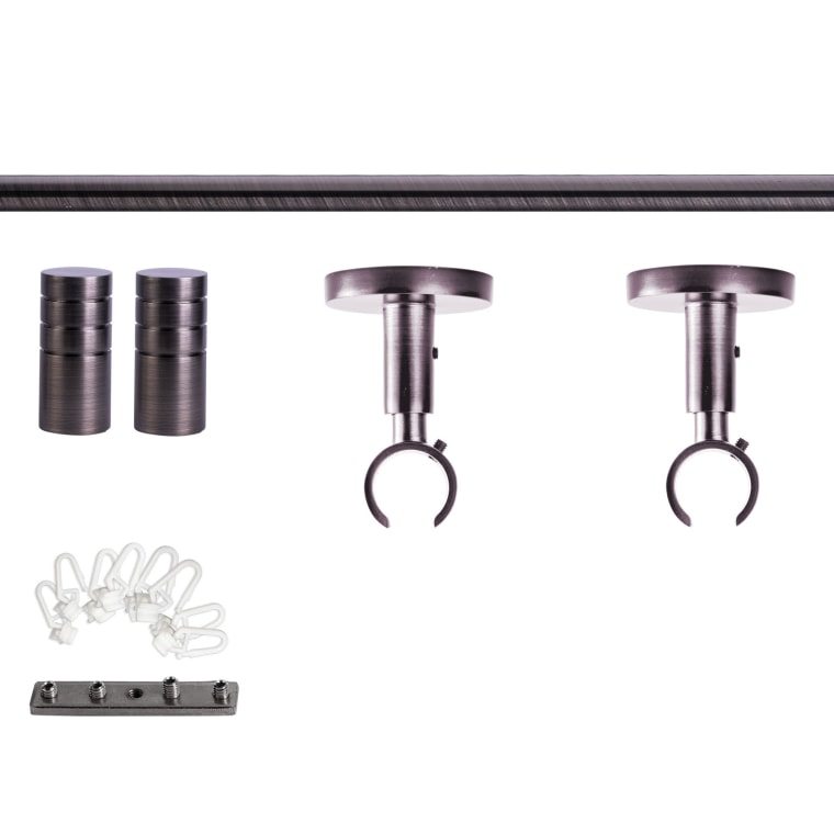 VICTORIA M Gardinenstange Set Innenlauf | 1-läufig, ⌀ 19 mm, 160 cm, anthrazit + Decke, Rillen-Kappe, Gleiter