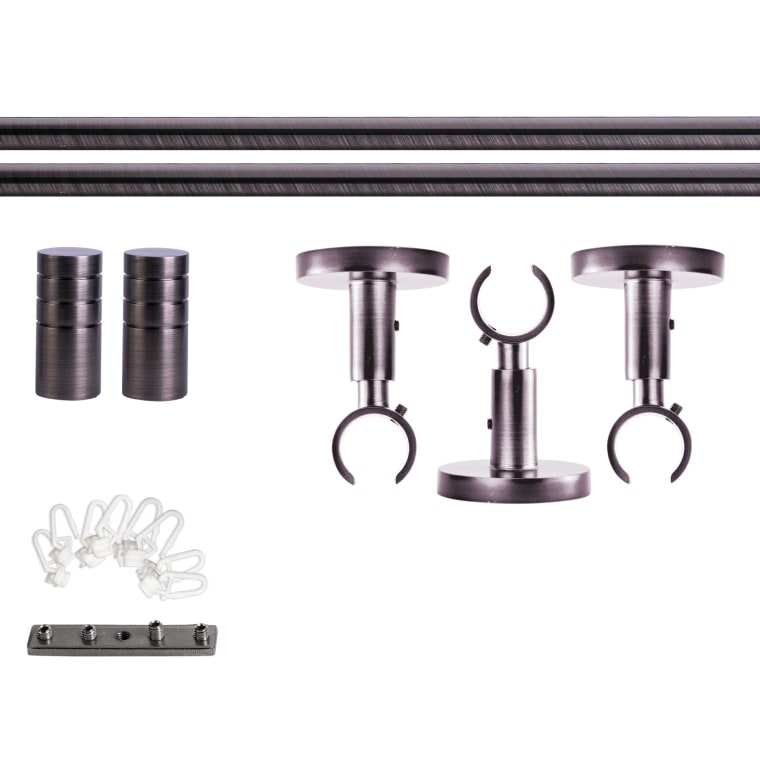 VICTORIA M Gardinenstange Set Innenlauf | 1-läufig, ⌀ 19 mm, 320 cm, anthrazit + Decke, Rillen-Kappe, Gleiter