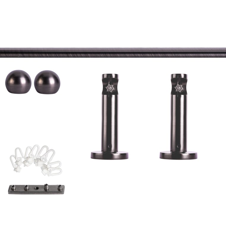 VICTORIA M Gardinenstange Set Innenlauf | 1-läufig, ⌀ 19 mm, 140 cm, anthrazit + Wand, Kugel-Ball, Gleiter