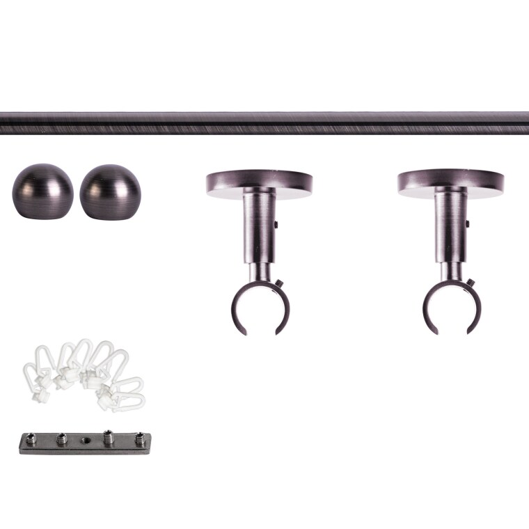 VICTORIA M Gardinenstange Set Innenlauf | 1-läufig, ⌀ 19 mm, 160 cm, anthrazit + Decke, Kugel-Ball, Gleiter