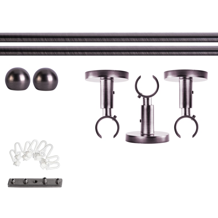 VICTORIA M Gardinenstange Set Innenlauf | 1-läufig, ⌀ 19 mm, 320 cm, anthrazit + Decke, Kugel-Ball, Gleiter