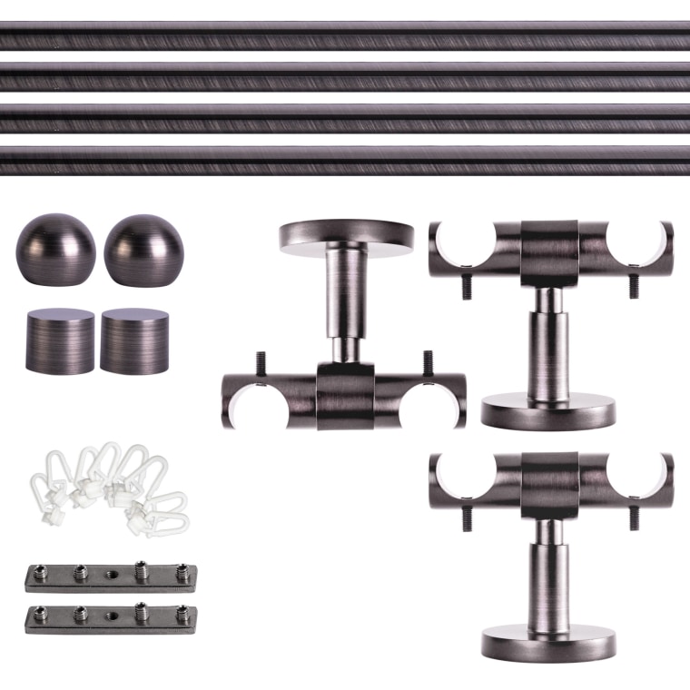 VICTORIA M Gardinenstange Set Innenlauf | 2-läufig, ⌀ 19 mm, 400 cm, anthrazit + Decke, Kugel-Ball, Gleiter