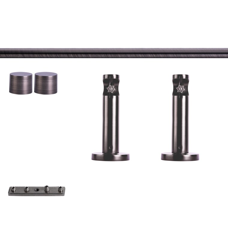 VICTORIA M Gardinenstange Set Innenlauf | 1-läufig, ⌀ 19 mm, 180 cm, anthrazit + Wand, Kappe