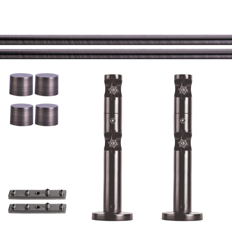 VICTORIA M Gardinenstange Set Innenlauf | 2-läufig, ⌀ 19 mm, 120 cm, anthrazit + Wand, Kappe