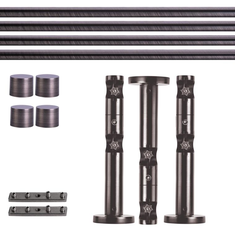 VICTORIA M Gardinenstange Set Innenlauf | 2-läufig, ⌀ 19 mm, 400 cm, anthrazit + Wand, Kappe
