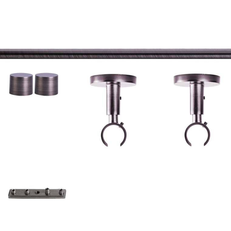 VICTORIA M Gardinenstange Set Innenlauf | 1-läufig, ⌀ 19 mm, 180 cm, anthrazit + Decke, Kappe