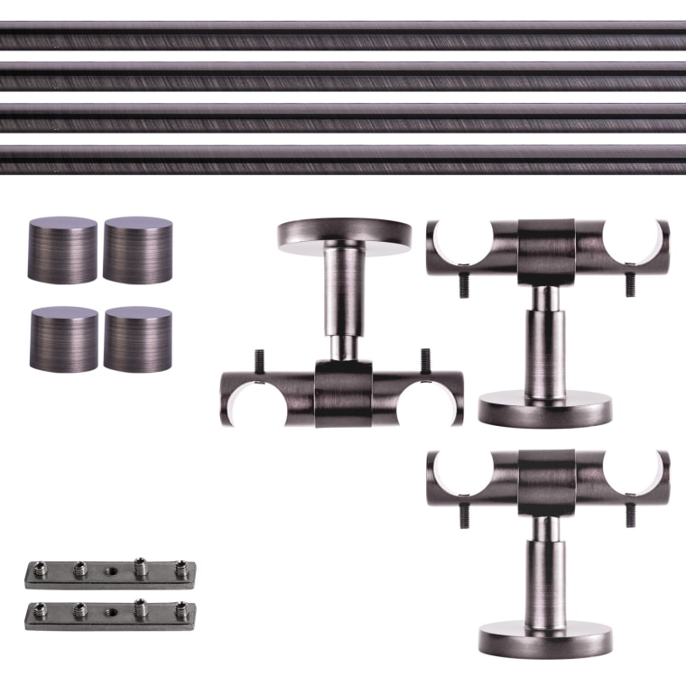 VICTORIA M Gardinenstange Set Innenlauf | 2-läufig, ⌀ 19 mm, 400 cm, anthrazit + Decke, Kappe