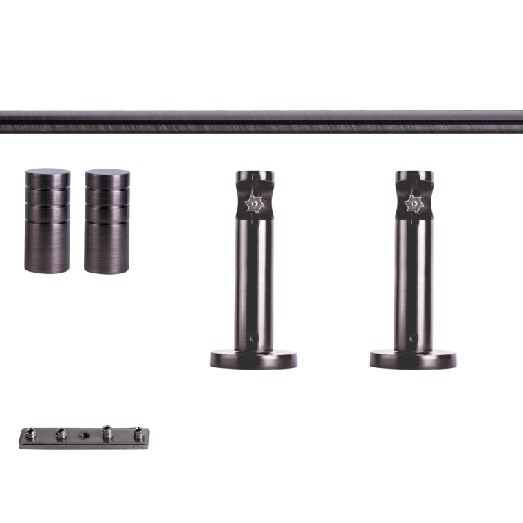 VICTORIA M Gardinenstange Set Innenlauf | 1-läufig, ⌀ 19 mm, 160 cm, anthrazit + Wand, Rillen-Kappe