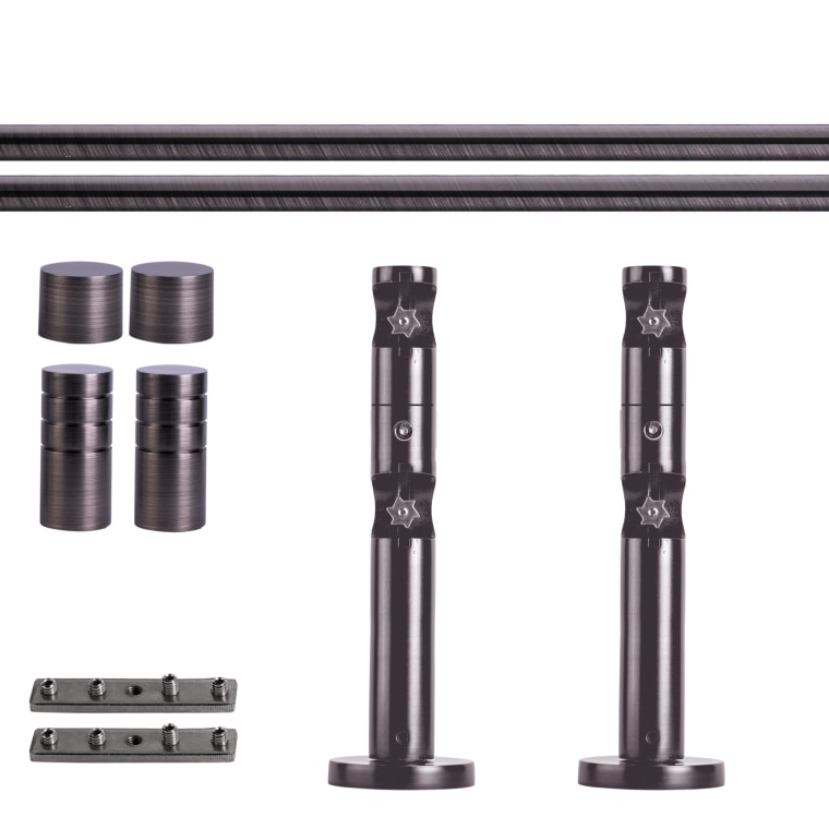 VICTORIA M Gardinenstange Set Innenlauf | 2-läufig, ⌀ 19 mm, 120 cm, anthrazit + Wand, Rillen-Kappe