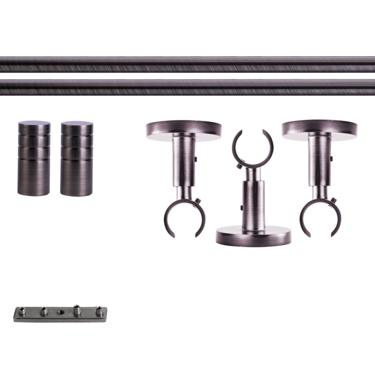 VICTORIA M Gardinenstange Set Innenlauf | 1-läufig, ⌀ 19 mm, 240 cm, anthrazit + Decke, Rillen-Kappe