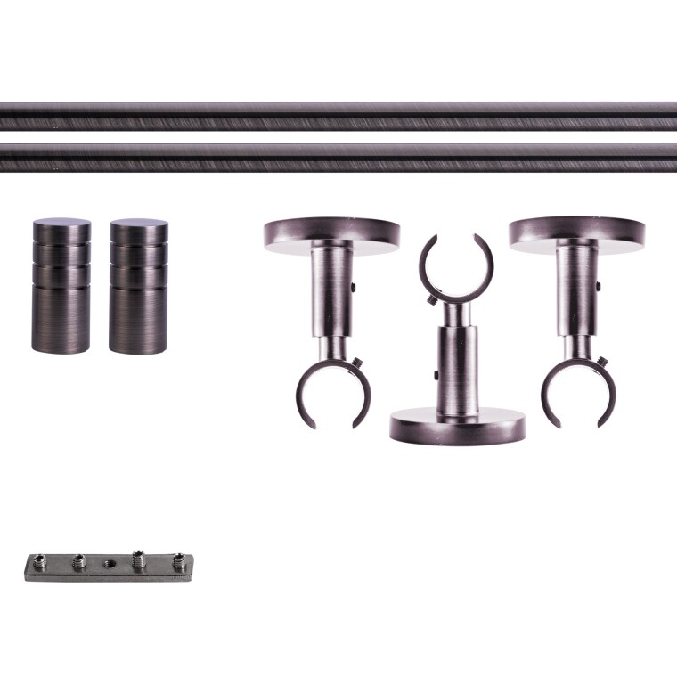 VICTORIA M Gardinenstange Set Innenlauf | 1-läufig, ⌀ 19 mm, 280 cm, anthrazit + Decke, Rillen-Kappe