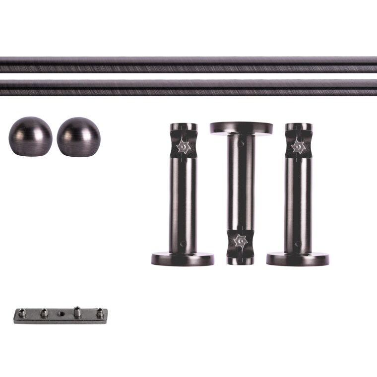 VICTORIA M Gardinenstange Set Innenlauf | 1-läufig, ⌀ 19 mm, 400 cm, anthrazit + Wand, Kugel-Ball