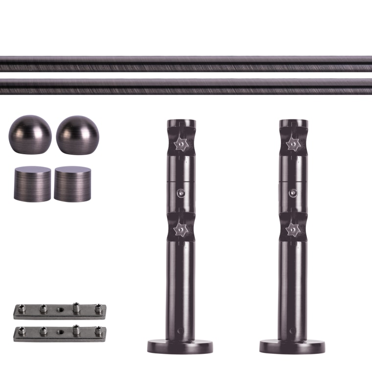 VICTORIA M Gardinenstange Set Innenlauf | 2-läufig, ⌀ 19 mm, 140 cm, anthrazit + Wand, Kugel-Ball
