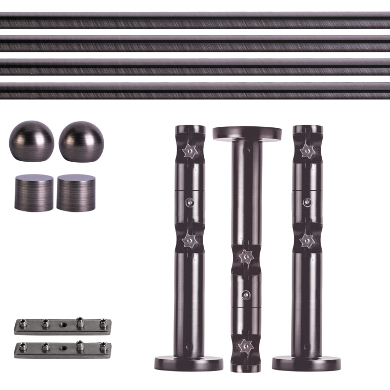 VICTORIA M Gardinenstange Set Innenlauf | 2-läufig, ⌀ 19 mm, 360 cm, anthrazit + Wand, Kugel-Ball