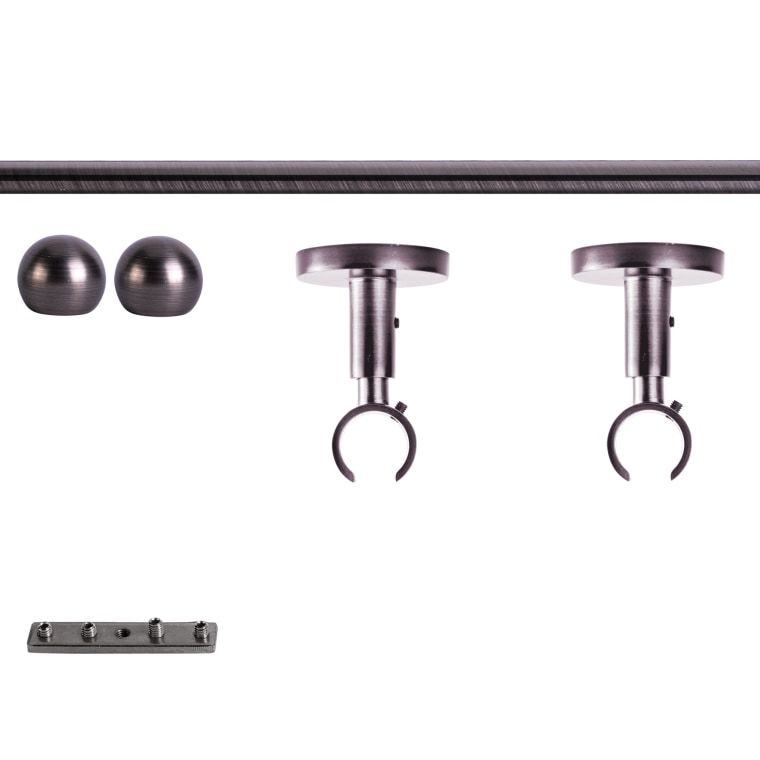 VICTORIA M Gardinenstange Set Innenlauf | 1-läufig, ⌀ 19 mm, 140 cm, anthrazit + Decke, Kugel-Ball