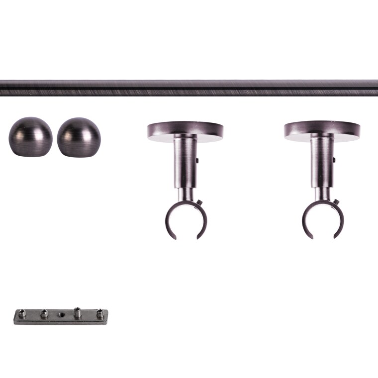VICTORIA M Gardinenstange Set Innenlauf | 1-läufig, ⌀ 19 mm, 180 cm, anthrazit + Decke, Kugel-Ball