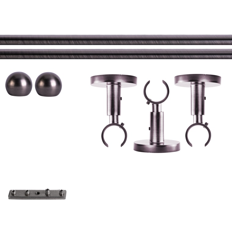 VICTORIA M Gardinenstange Set Innenlauf | 1-läufig, ⌀ 19 mm, 280 cm, anthrazit + Decke, Kugel-Ball