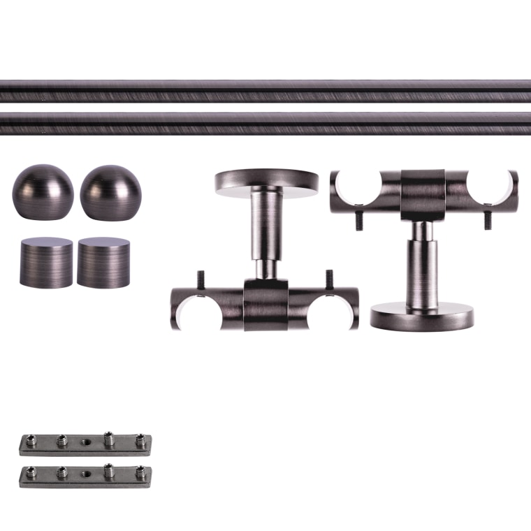 VICTORIA M Gardinenstange Set Innenlauf | 2-läufig, ⌀ 19 mm, 200 cm, anthrazit + Decke, Kugel-Ball