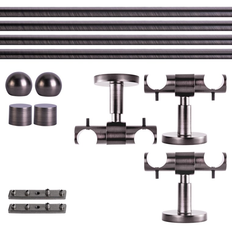 VICTORIA M Gardinenstange Set Innenlauf | 2-läufig, ⌀ 19 mm, 280 cm, anthrazit + Decke, Kugel-Ball