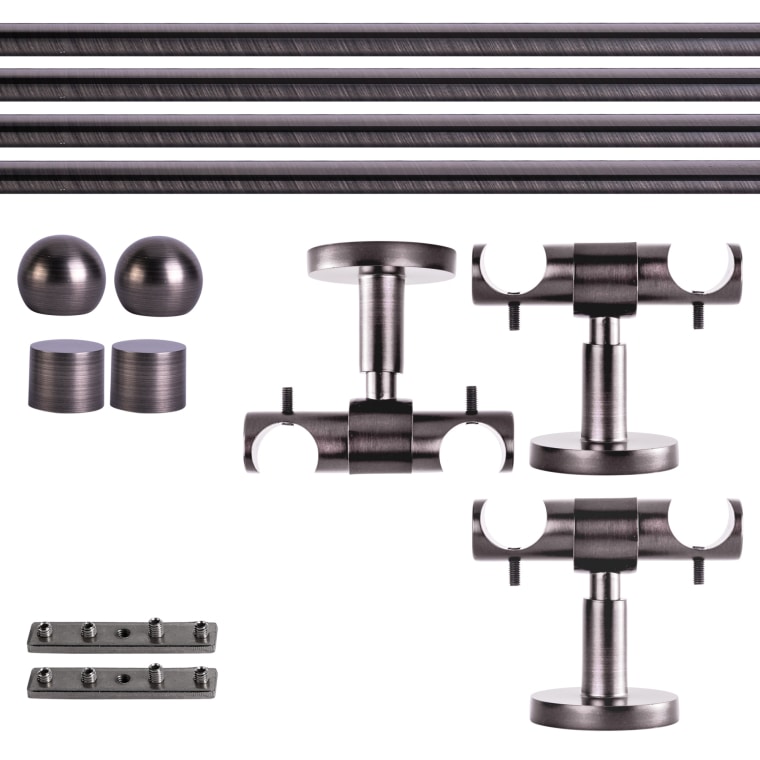 VICTORIA M Gardinenstange Set Innenlauf | 2-läufig, ⌀ 19 mm, 320 cm, anthrazit + Decke, Kugel-Ball