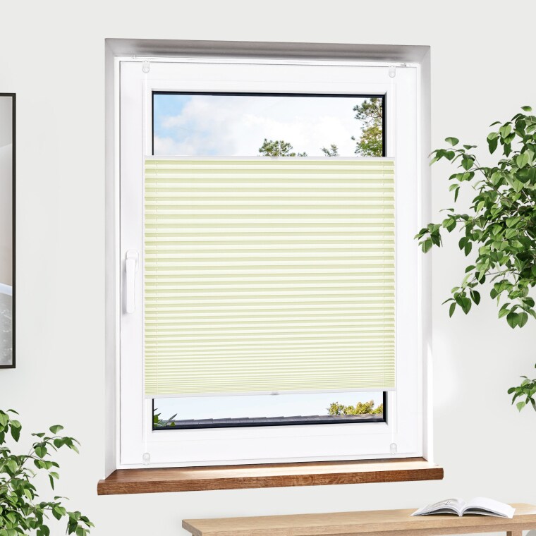 Jalousiescout Pure Plissee | Premium, Polyester-Stoff, 115 x 100 cm, creme