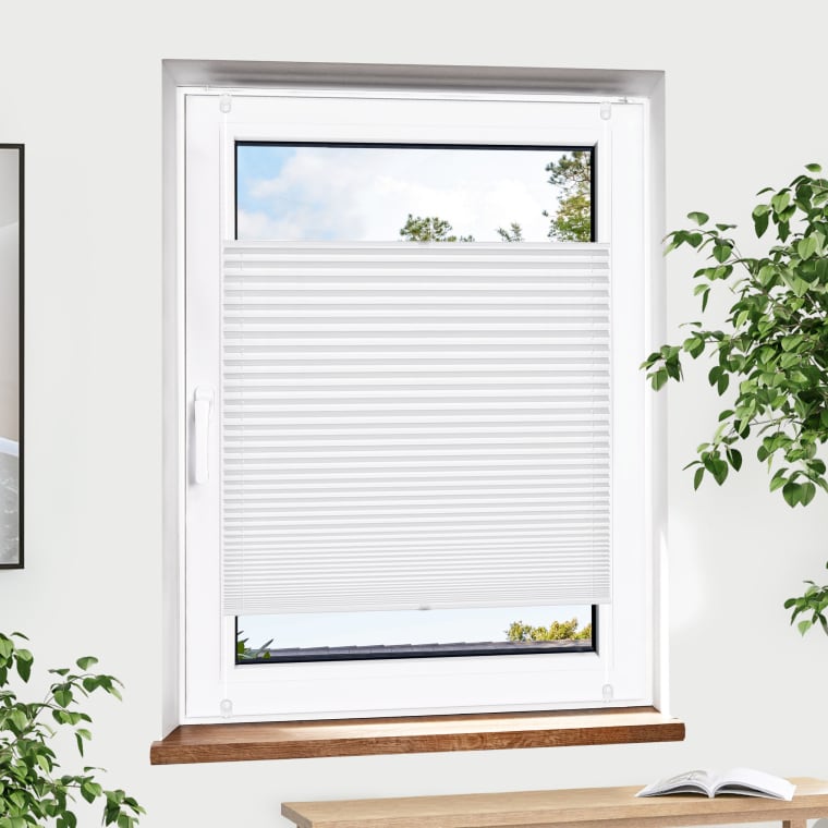 Jalousiescout Pure Plissee | Premium, Polyester-Stoff, 85 x 90 cm, weiß