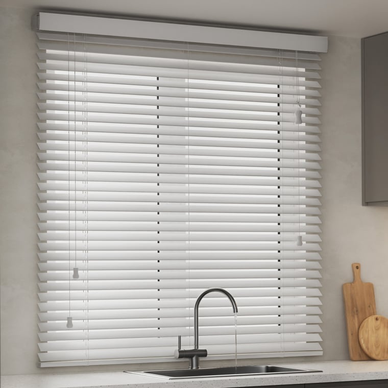 VICTORIA M KAYA Jalousie in Holzoptik 35 mm | 80 x 130 cm, weiß