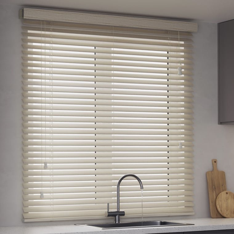 VICTORIA M KAYA Jalousie in Holzoptik 35 mm | 130 x 175 cm, holzhell strukturiert