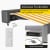 paramondo Kassettenmarkise Quadris LED | 4,95 x 3,5 m, weiß, Stoff: grau-weiß, Blockstreifen