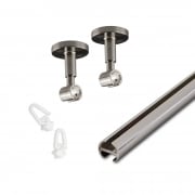 VICTORIA M Vorhangstange & -schiene | 1-läufig, silber, 140 cm + Deckenhalter, Gleiter